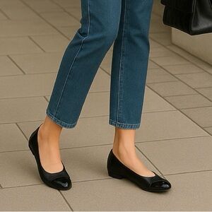 Nine West Black Patent Flats Vegan Women’s Shoes Size 7 NWB